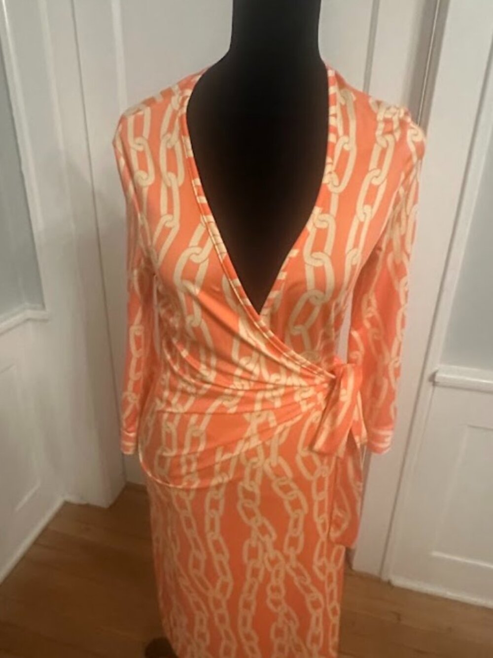 Beautiful apricot and cream Julie Brown wrap dress, BNWT, originally $109
